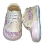 Παπουτσάκια Αγκαλιάς Στραφταλιζέ με Κορδονάκια "Love" Ροζ