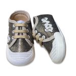 Παπουτσάκια Αγκαλιάς Στραφταλιζέ με Κορδονάκια "Love" Χρυσό