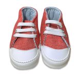 Παπουτσάκια Αγκαλιάς Τζιν με Κορδονάκια Κεραμιδί