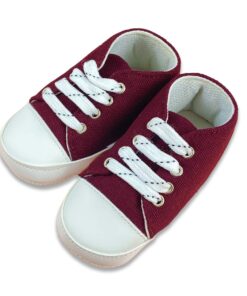 Παπουτσάκια Αγκαλιάς Τζιν με Κορδονάκια Μπορντό