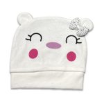 Σκουφάκι με Σχέδιο Φατσούλα με Αυτάκια και Φιογκάκι Άσπρο