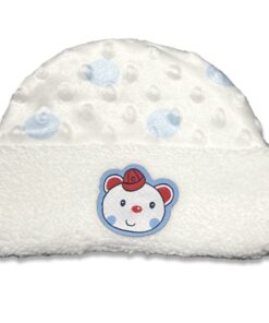Σκουφάκι Χειμωνιάτικο με Σχέδιο Πουά και Αρκουδάκι Μπλε