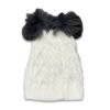 Σκουφάκι Χειμωνιάτικο Πλεκτό με Μαύρα Γούνινα Πον Πον Άσπρο