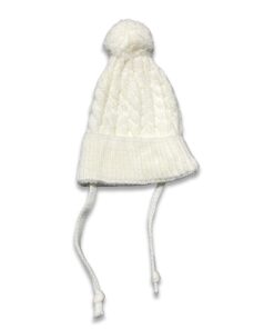 Σκουφάκι Χειμωνιάτικο Πλεκτό με Πον Πον Άσπρο
