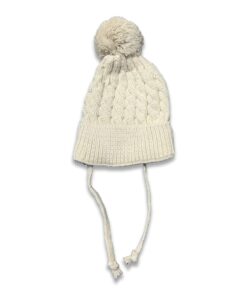Σκουφάκι Χειμωνιάτικο Πλεκτό με Πον Πον Μπεζ