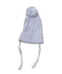 Σκουφάκι Χειμωνιάτικο Πλεκτό με Πον Πον Γαλάζιο