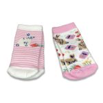 Δύο (2) Ζευγάρια Καλτσούλες Βρεφικές Χειμωνιάτικες με Σχέδιο Λαγουδάκια Ροζ - 53396