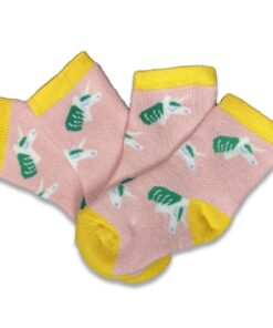 Δύο (2) Ζευγάρια Καλτσούλες Βρεφικές Χειμωνιάτικες με Σχέδιο Μονόκερους Ροζ