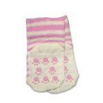 Καλτσούλες Βρεφικές Αντιολισθητικές με Σχέδιο Ρίγες και Πατουσίτσες - Άσπρες