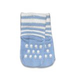 Καλτσούλες Βρεφικές Αντιολισθητικές με Σχέδιο Ρίγες και Πατουσίτσες Γαλάζιες