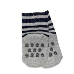 Καλτσούλες Βρεφικές Αντιολισθητικές με Σχέδιο Ρίγες και Πατουσίτσες Γκρι