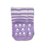 Καλτσούλες Βρεφικές Αντιολισθητικές με Σχέδιο Ρίγες και Πατουσίτσες Μοβ