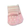 Καλτσούλες Βρεφικές Αντιολισθητικές με Σχέδιο Ρίγες και Πατουσίτσες Ροζ Απαλό