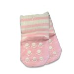 Καλτσούλες Βρεφικές Αντιολισθητικές με Σχέδιο Ρίγες και Πατουσίτσες Ροζ Απαλό