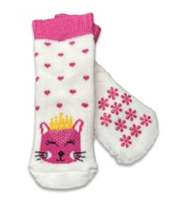 Καλτσούλες Βρεφικές Αντιολισθητικές Χειμωνιάτικες με Σχέδιο Γατούλα Άσπρο