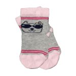 Καλτσούλες Βρεφικές με Σχέδιο Γατούλα με Γυαλιά Ηλίου Γκρι