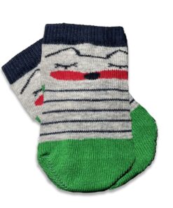 Καλτσούλες Βρεφικές με Σχέδιο Ζωάκι και Ρίγες Γκρι