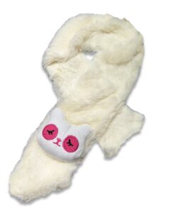 Κασκόλ Λούτρινο με Σχέδιο 3D Γατούλα Άσπρο