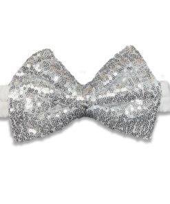 Κορδέλα για το Κεφαλάκι σε Σχέδιο Φιογκάκι Λαμέ με Πούλιες Ασημί - Εώς 15 Ετών