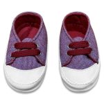 Παπουτσάκια Τζιν Αγκαλιάς με Κορδονάκια Μπορντό