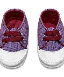 Παπουτσάκια Τζιν Αγκαλιάς με Κορδονάκια Μπορντό