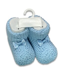 Τερλίκια Πλεκτά με Φιογκάκι - Γαλάζια