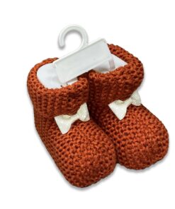 Τερλίκια Πλεκτά με Φιογκάκι - Κεραμιδί - 52924