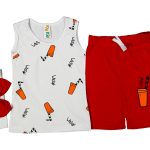 Σετ Αμάνικη Μπλουζίτσα με Σορτσάκι και Κορδελίτσα με σχέδιο Χυμούς "Wasak" Άσπρο