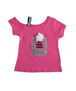 Κοντομάνικη Μπλουζίτσα με Πούλιες  "No10 Paris Parfum" Φουξ