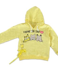 Μπλουζίτσα με Σχέδιο Γατούλες "I Love You Cat" Κίτρινο
