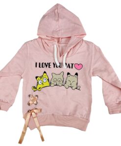 Μπλουζίτσα με Σχέδιο Γατούλες "I Love You Cat" Σομόν