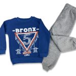 Παιδικό Σετ Χοντρές Φόρμες Φούτερ, Μπλούζα και Παντελόνι με Σχέδιο "Bronx 5" Μπλε