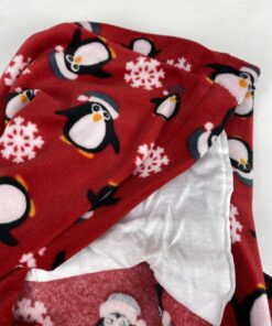Φορμάκι με Κουκούλα Βελουτέ με Σχέδιο Πιγκουινάκια Κόκκινο