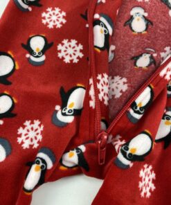 Φορμάκι με Κουκούλα Βελουτέ με Σχέδιο Πιγκουινάκια Κόκκινο