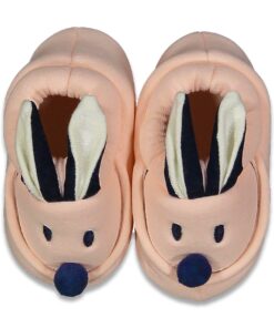 Παντοφάκια Αγκαλιάς με Σχέδιο Λαγουδάκι με 3D Αυτάκια και Μυτούλα - Σομόν