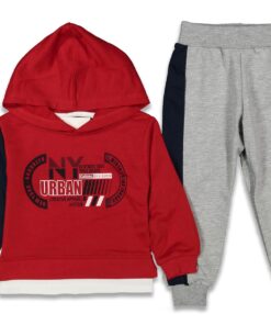 Σετ Μπλουζίτσα με Κουκούλα και Παντελονάκι "NY Urban" - Κόκκινο
