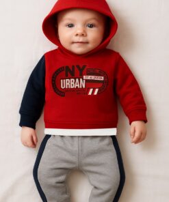 Σετ Μπλουζίτσα με Κουκούλα και Παντελονάκι "NY Urban" - Κόκκινο