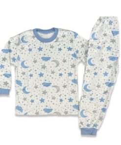 Σετ Μπλουζίτσα και Παντελονάκι με Σχέδιο Φεγγαράκια, Αστεράκια - Μπλε