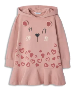 Mayoral Μπλουζοφόρεμα με Κουκούλα με Σχέδιο Γατούλα και καρδούλες - Σομόν (12-04967-059)