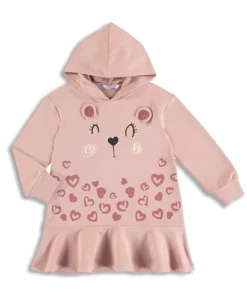 Mayoral Μπλουζοφόρεμα με Κουκούλα με Σχέδιο Γατούλα και καρδούλες - Σομόν (12-04967-059)