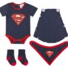 DC Σετ 4 Κομμάτια με Κορμάκι, Σαλιάρα, Κάλτσες και Μπέρτα - Superman