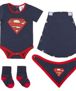 DC Σετ 4 Κομμάτια με Κορμάκι, Σαλιάρα, Κάλτσες και Μπέρτα - Superman