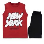 Σετ Μπλούζα Αμάνικη και Σορτσάκι "New York" Κόκκινο