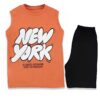 Σετ Μπλούζα Αμάνικη και Σορτσάκι "New York" Πορτοκαλί