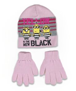 Σκουφάκι και Γαντάκια με Σχέδιο Minions - Ροζ (HQ4191)