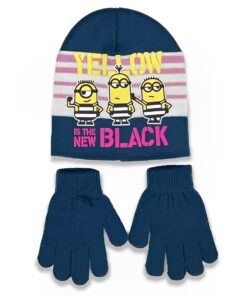 Σκουφάκι και Γαντάκια με Σχέδιο Minions - Σκούρο Μπλε (HQ4191)