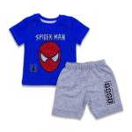 Βρεφικό Σετ Κοντομάνικη Μπλουζίτσα και Βερμούδα με Υπερήρωα - Μπλε (63816)
