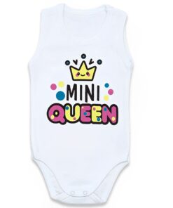 Κορμάκι με Σχέδιο "Mini Queen"- Άσπρο
