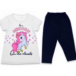 Σετ Μπλούζα και Παντελονάκι Κάπρι με Σχέδιο Μονόκερο - Άσπρο