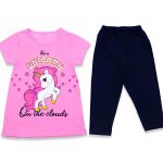Σετ Μπλούζα και Παντελονάκι Κάπρι με Σχέδιο Μονόκερο - Ροζ